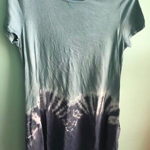 Blue tie-dye t-shirt dress